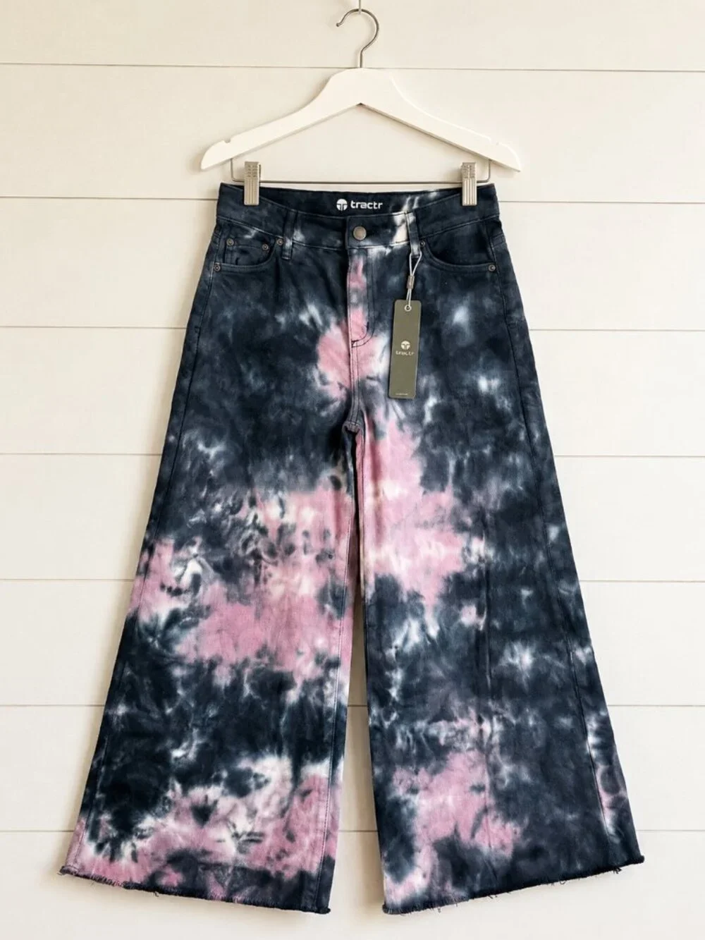 NWT Tractr Girls High Rise Wide Leg Tie Dye Jeans Size 12 Back to School